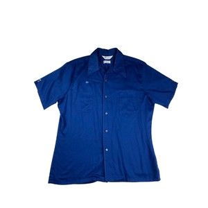 Mr California Large Blue Vtg 70s Button Shirt Blue Short Slv Rockabilly